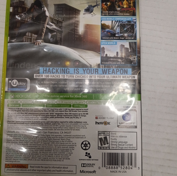 Watch Dogs Microsoft Xbox 360 Game Ubisof Havok Video Game - Picture 9 of 9